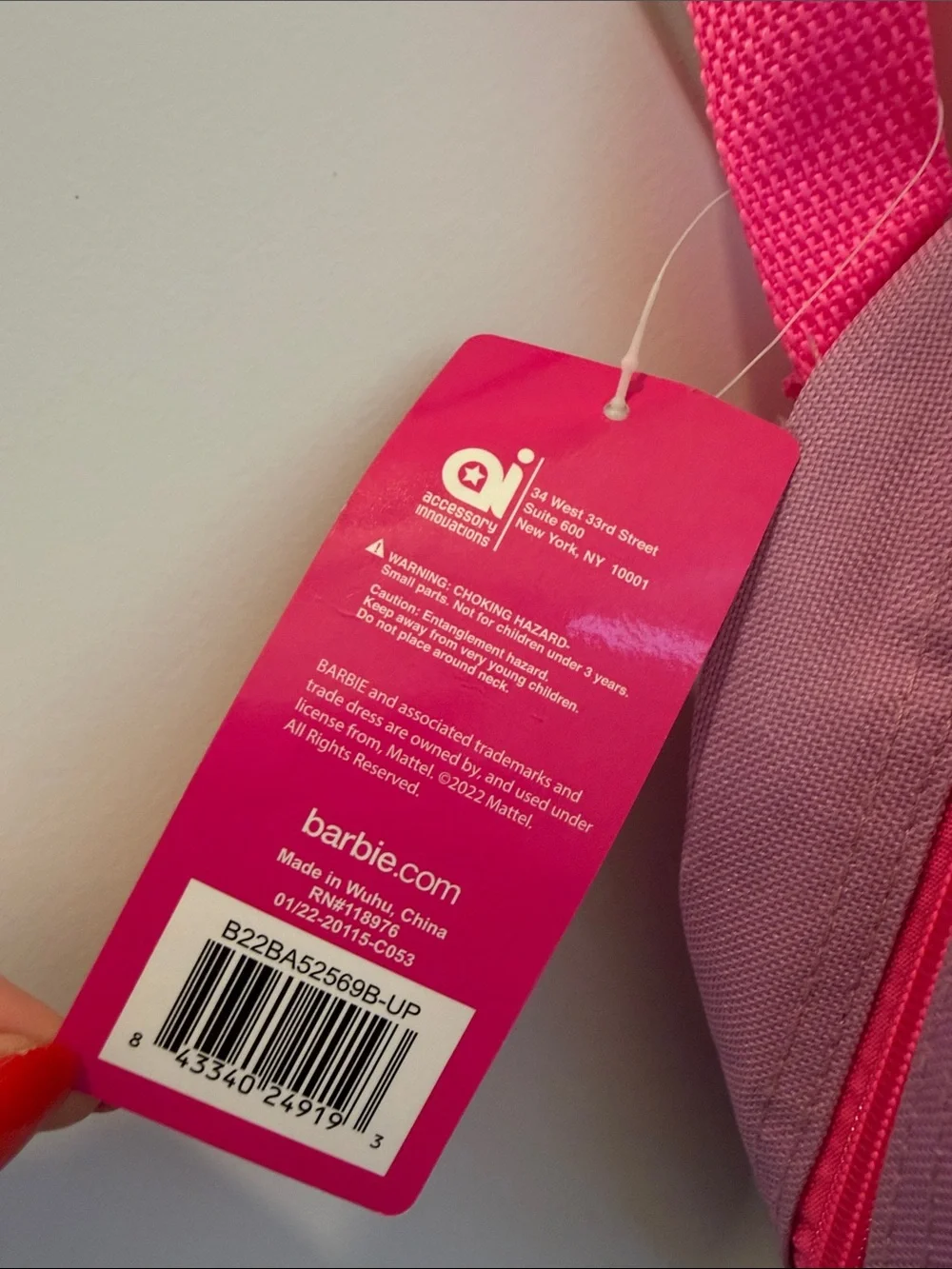 NWT Barbie Pink Kids Backpack with Blonde Doll Graphic